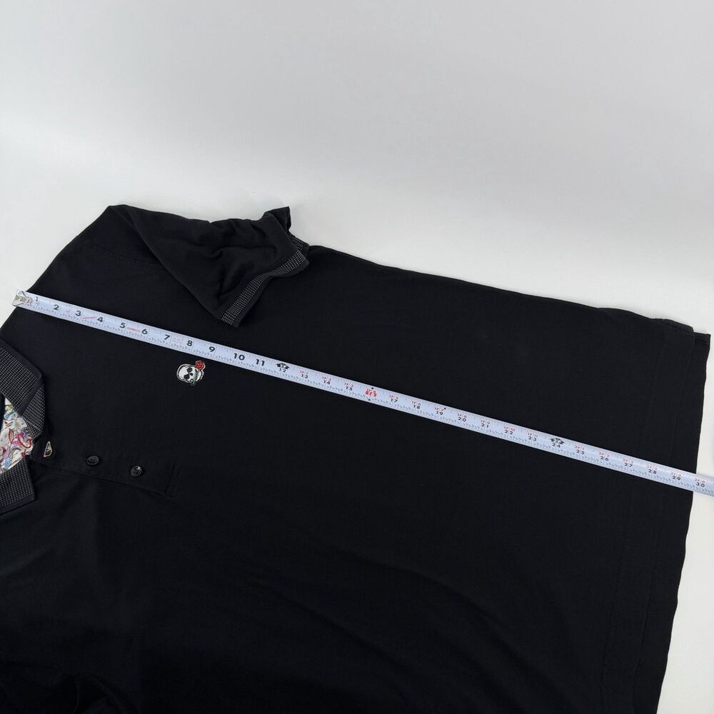 Robert Graham Short Sleeve Polo Shirt Men’s XL Black Skull Rose Skeleton - Picture 16 of 16